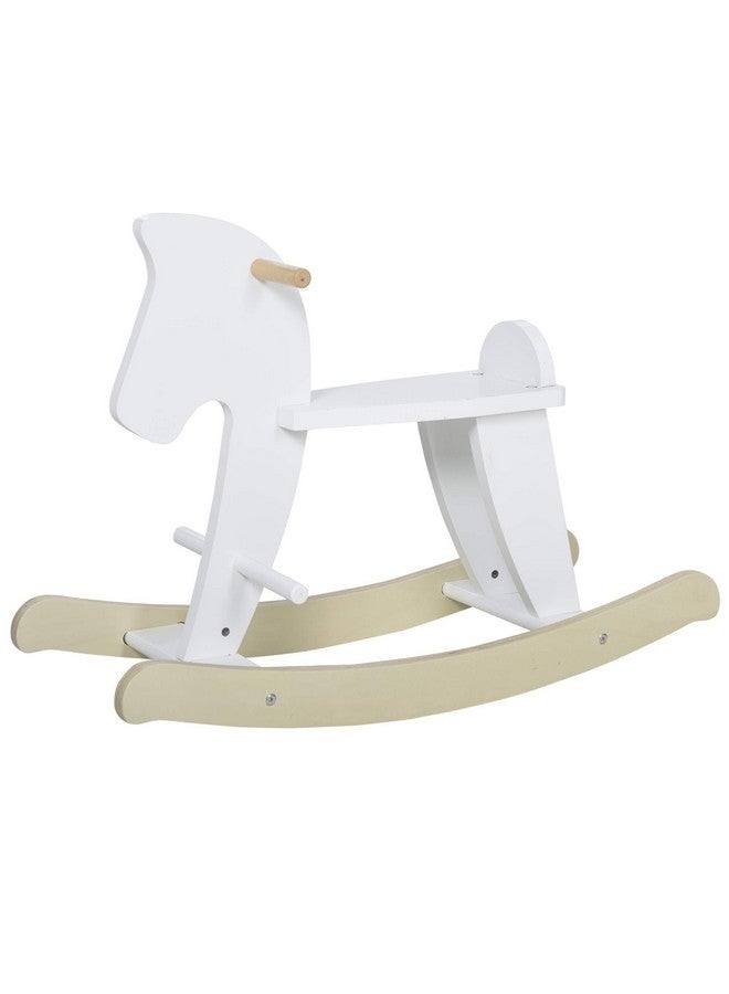 Qaba Wooden Rocking Horse Toddler Baby Ride-on Toys for Kids 1-3 Years with Classic Design & Solid Workmanship, White - Image 1