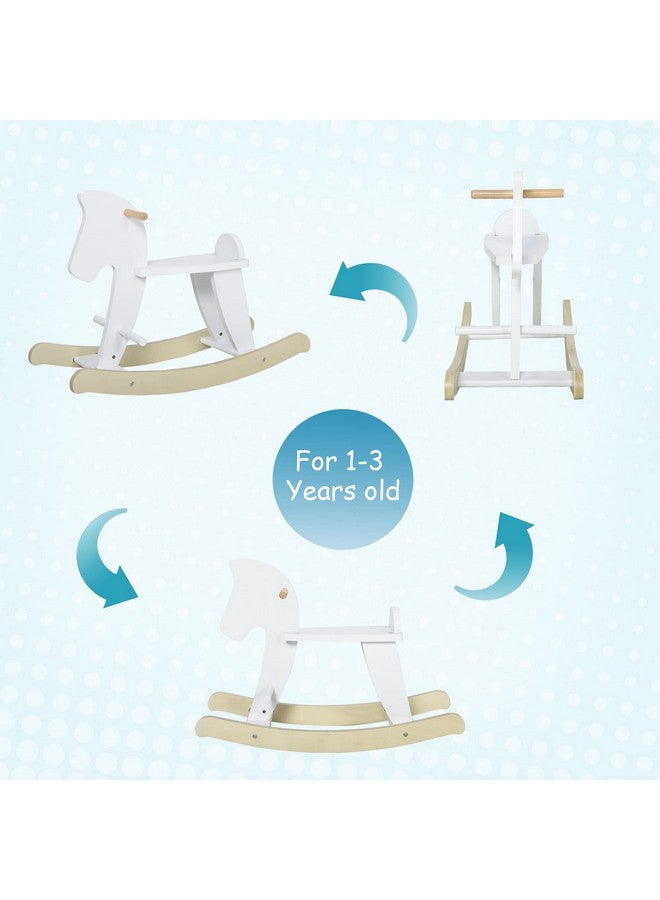Qaba Wooden Rocking Horse Toddler Baby Ride-on Toys for Kids 1-3 Years with Classic Design & Solid Workmanship, White - Image 4
