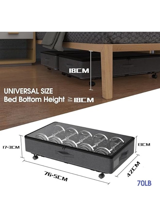 DUNISO Under Bed Storage with Wheels，Underbed Storage Container Bins with Clear Lids and Handles，Large Capacity Foldable Storage Bins,for Comforter, Blanket, Bedding, Pillow,Toys，Black - Image 2