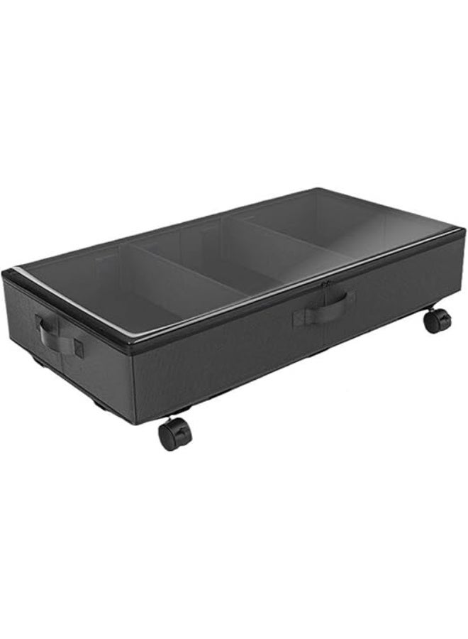 DUNISO Under Bed Storage with Wheels，Underbed Storage Container Bins with Clear Lids and Handles，Large Capacity Foldable Storage Bins,for Comforter, Blanket, Bedding, Pillow,Toys，Black - Image 1