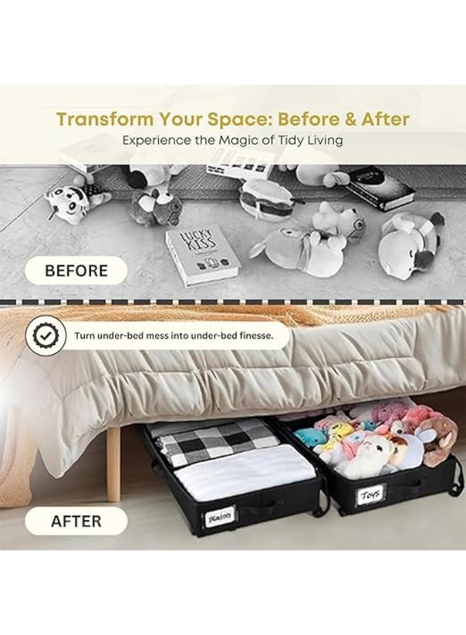 DUNISO Under Bed Storage with Wheels，Underbed Storage Container Bins with Clear Lids and Handles，Large Capacity Foldable Storage Bins,for Comforter, Blanket, Bedding, Pillow,Toys，Black - Image 5