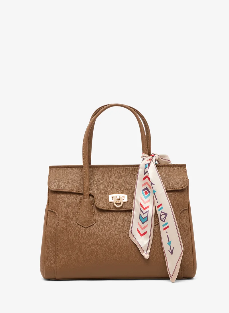 Ella Structured Tote Bag With Scarf Detail