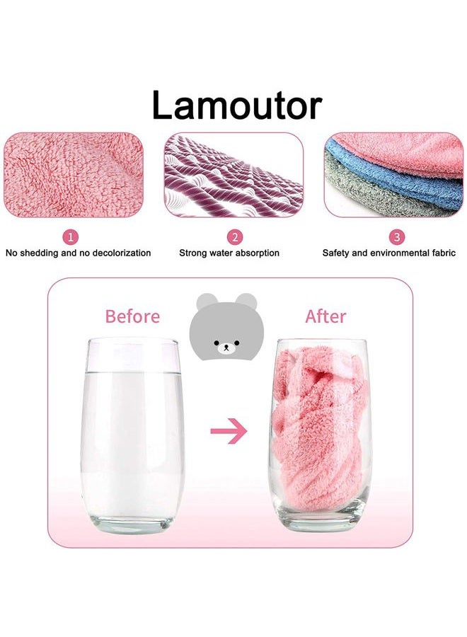 Lamoutor 3Pcs Hair Drying Towel for Kids Girls Soft Absorbent Kids Dry Hair Cap Kids Hair Towel Wrap Head Towel Wraps for Kids - Image 3