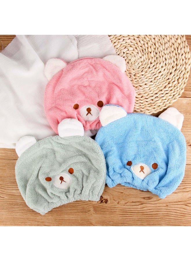 Lamoutor 3Pcs Hair Drying Towel for Kids Girls Soft Absorbent Kids Dry Hair Cap Kids Hair Towel Wrap Head Towel Wraps for Kids - Image 2