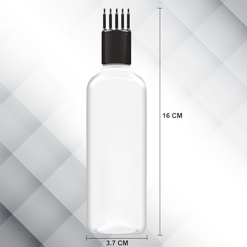 ERZA Hair Root Comb Applicator Bottle, 100ml Transparent, Black Comb, Pack of 2 - Image 2