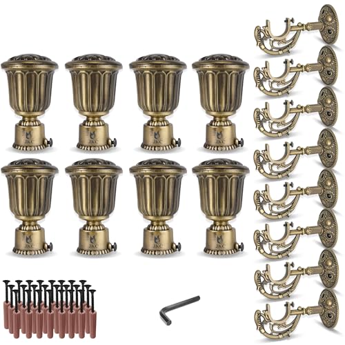 JKC Zinc Alloy Royal Antique Curtain Brackets and Holders, Curtain Holders for Wall, Curtain Brackets, Curtain Holder, Curtain Rod Holder - Brackets 8 Holders 8 - Image 1