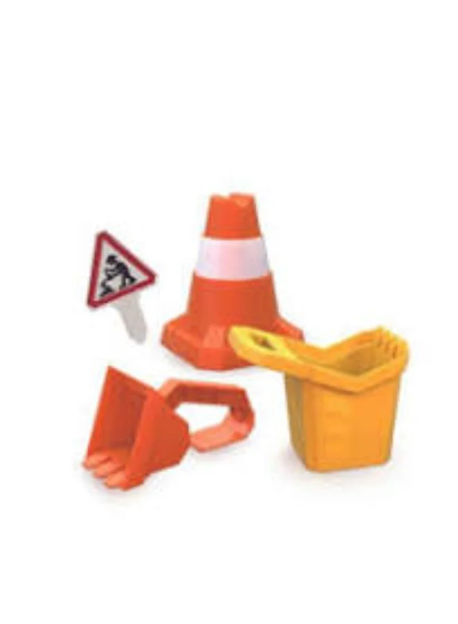 هيب Hape Construction Sand Toy Set | Toy Set With Bucket, Shovel, Cone and Sign, For Children Ages 3+ Years