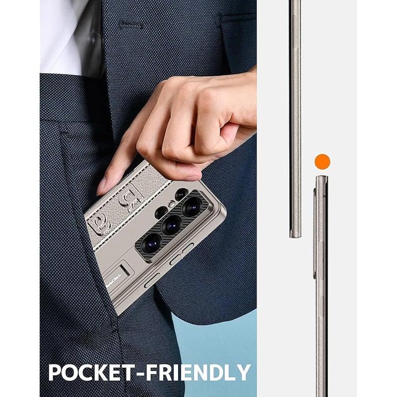 NINKI Hidden Kickstand for Samsung Galaxy S26 Ultra Phone Case with Hand Strap, Stand for Samsung S26 Ultra Finger Band Cover, Slim Lightweight Protective Cover Galaxy S26 Ultra Case Men Titanium Gray - Image 5