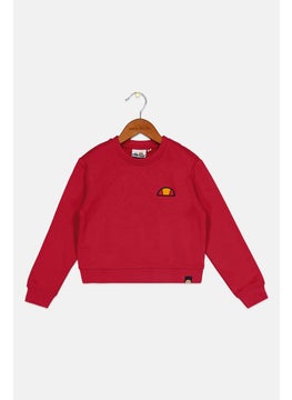 Ellesse Kids Girl Crew Neck Embroidered Sweatshirts, Persian Red  - Image 1