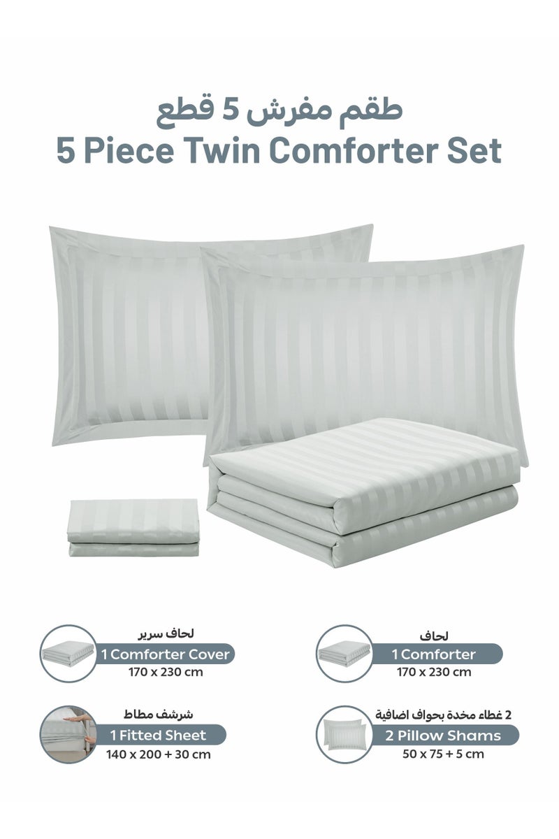 دوناتيلا طقم لحاف مخطط، مقاس مفرد،  قطع، مفروشات فندقية بحشوة  جرام، لحاف، غطاء لحاف، شرشف ملاءة، أغطية وسائد. - Image 4