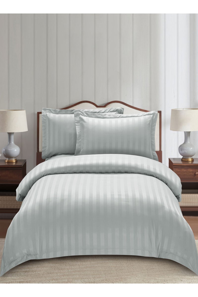 دوناتيلا طقم لحاف مخطط، مقاس مفرد،  قطع، مفروشات فندقية بحشوة  جرام، لحاف، غطاء لحاف، شرشف ملاءة، أغطية وسائد. - Image 1