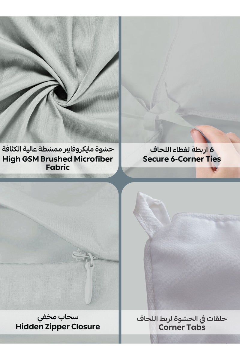 دوناتيلا طقم لحاف مخطط، مقاس مفرد،  قطع، مفروشات فندقية بحشوة  جرام، لحاف، غطاء لحاف، شرشف ملاءة، أغطية وسائد. - Image 5