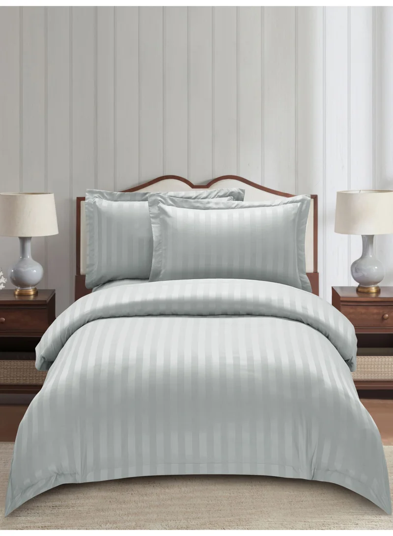 Donetella Striped Comforter Set, Single Size Fits 140x200cm, 5-Piece Hotel Bedding with 350 GSM Filling – Comforter, Comforter Cover, Fitted Sheet, Pillowshams.
