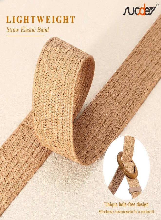 سوزدي حزام خصر مطاطي منسوج من القش للنساء من SUOSDEY، مناسب للجينز، وأحزمة بوهيمية مضفرة للفساتين - Image 4