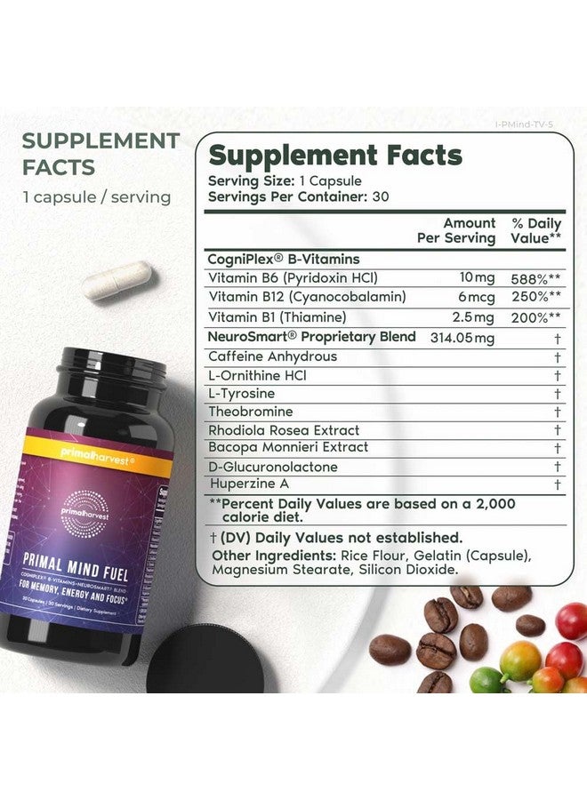 Primal Harvest 2 Pack, Primal Mind Fuel Brain Booster for Focus, Energy, Clarity, Memory Brain Health 30 Capsules Nootropics Brain Support Supplement for Men and Women - Image 2