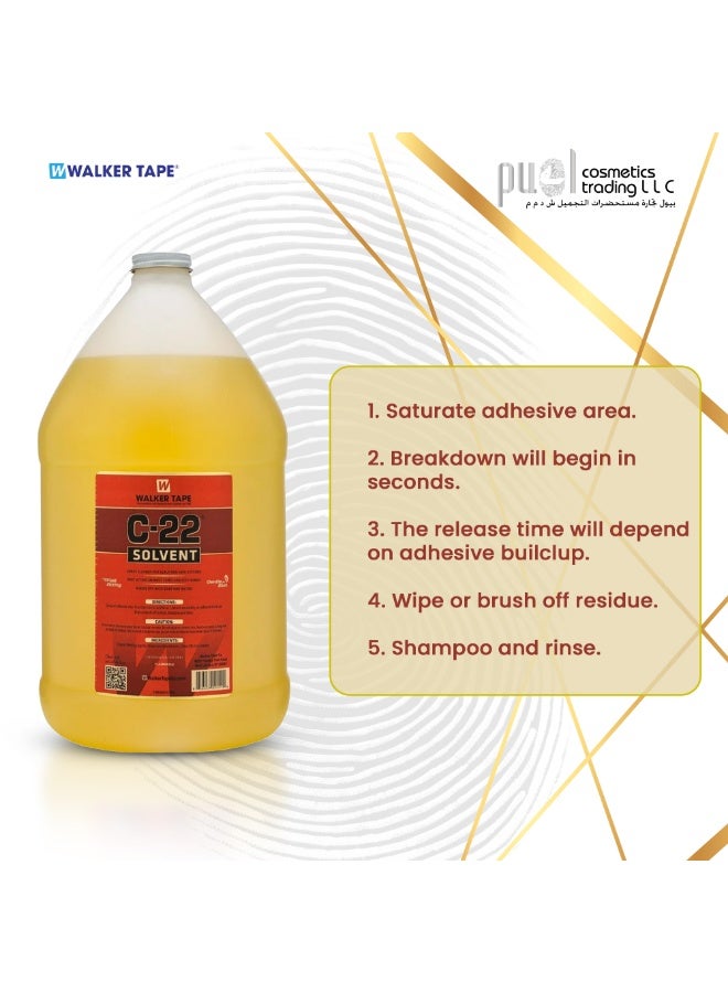 Walker Tape® C-22 Solvent – 3.79 ltr Gallon – Fast-Acting Adhesive Remover for Hair Systems – Oil-Based, Skin-Safe, Citrus Scent – Lace Wig & Toupee Tape Remover - Image 4