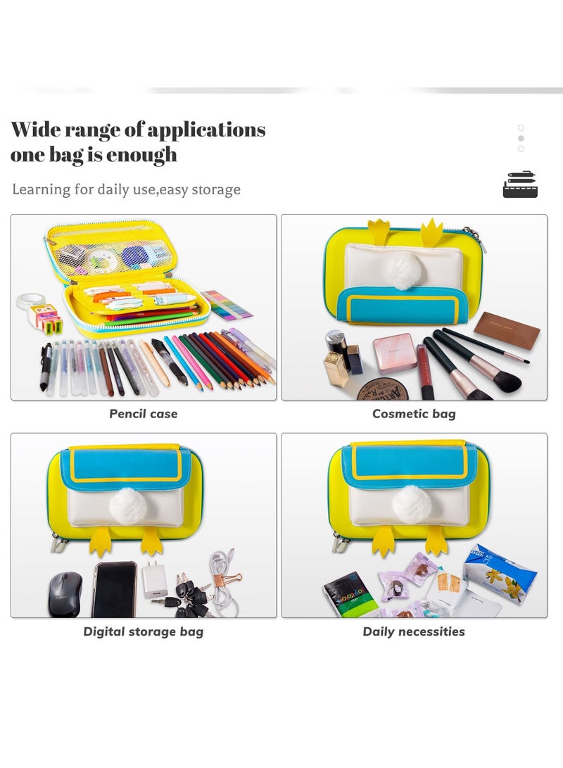 SYOSI Large Capacity Pencil Case, Pencil Case with Detachable Shoulder Strap for Teen Boys Girls School Students (Yellow) - Image 4