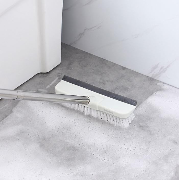 Zorzel Adjustable Floor Scrub Brush with Long Handle 2in1 Stiff Bristle Scrubber and Squeegee Perfect for Cleaning Deck Bathroom Tub Tile Grout Kitchen Swimming Pool Patio Garages - Image 5