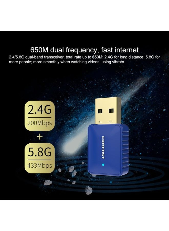 COMFAST CF-726B 650Mbps Dual-band Bluetooth Wifi USB Network Adapter Receiver