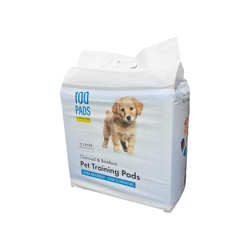 Epsilon Activated Charcoal Bamboo Odor Control Puppy Pads  100 Count Large Disposable Pee Pads w Super Quick Absorbent  6Layer LeakProof for Puppies  Cats  24 x 24