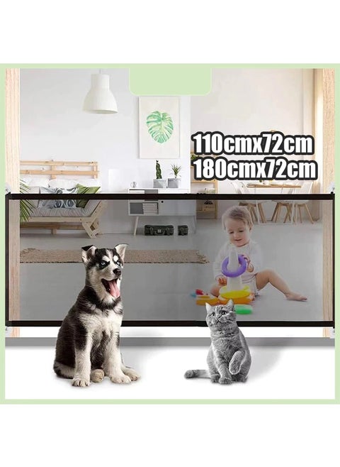 Portable Mesh Baby Gate Mesh Magic Pet Dog Gate for Stairs Doorways Hallways Easy-Install Child's Safety Gates Folding for Indoor and Outdoor Safety Gate Easy to Use Baby Gate for Stairway, Black