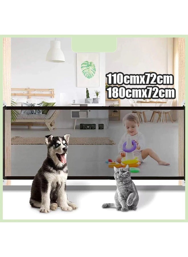 Beauenty - Portable Mesh Baby Gate Mesh Magic Pet Dog Gate for Stairs Doorways Hallways Easy-Install Child's Safety Gates Folding for Indoor and Outdoor Safety Gate Easy to Use Baby Gate for Stairway, Black - Image 1