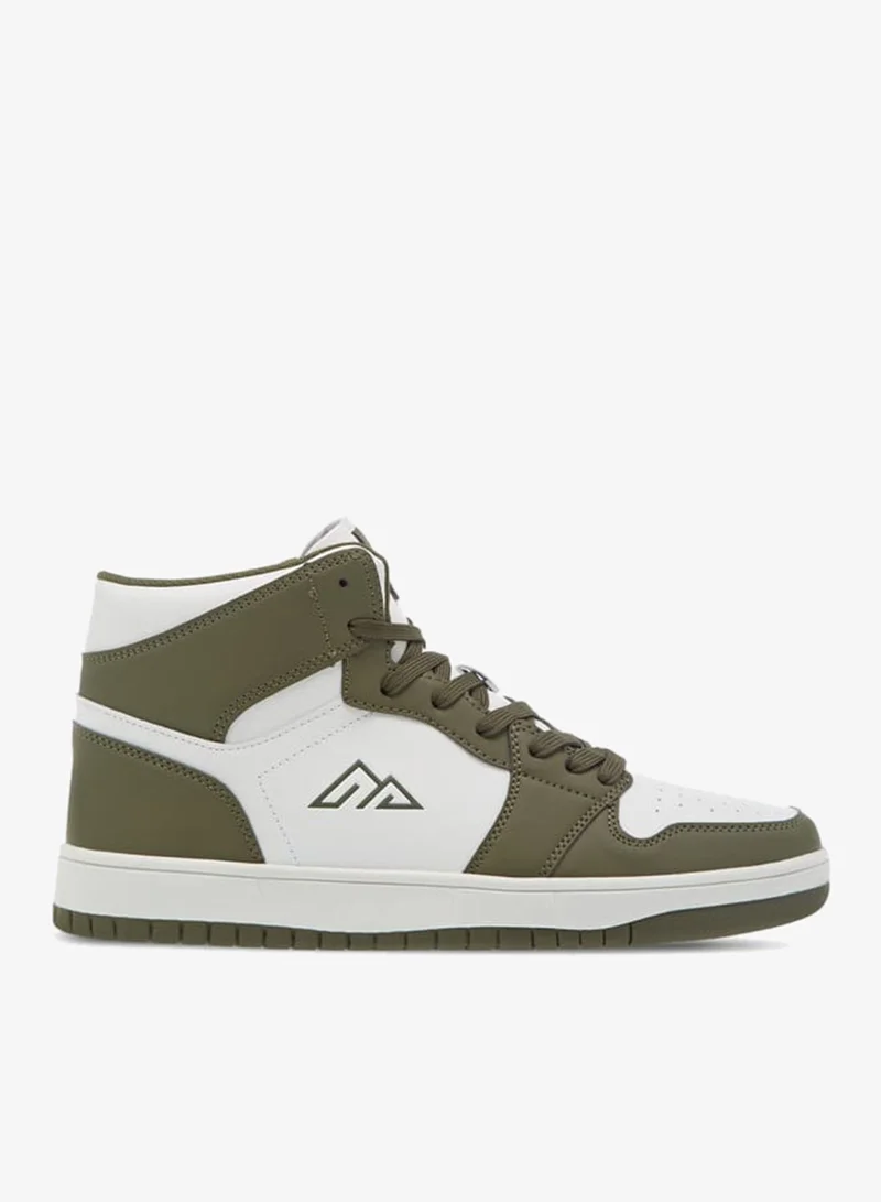 Mens Colourblock High Top Sneakers With Lace-Up Closure