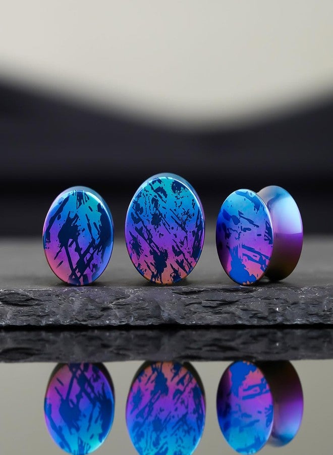 COOEAR Titanium Earrings Piercing Plugs, 1 Pair Ear Gauges Stretchered Expander, Cool Color Double Flared Body Jewelry 0g. - Image 2