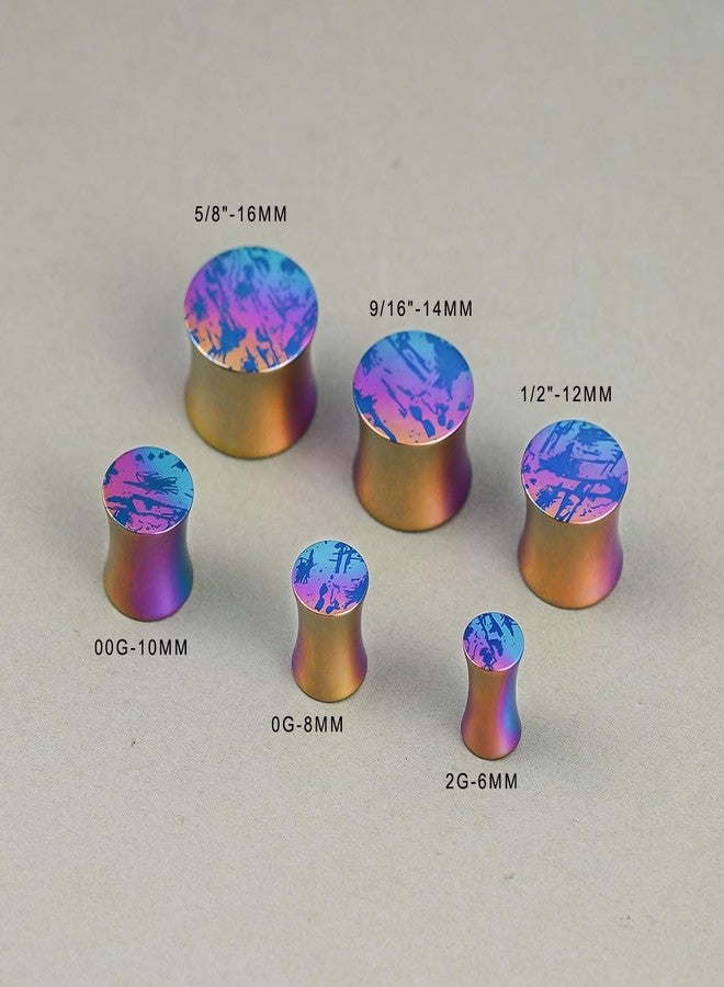 COOEAR Titanium Earrings Piercing Plugs, 1 Pair Ear Gauges Stretchered Expander, Cool Color Double Flared Body Jewelry 0g. - Image 5