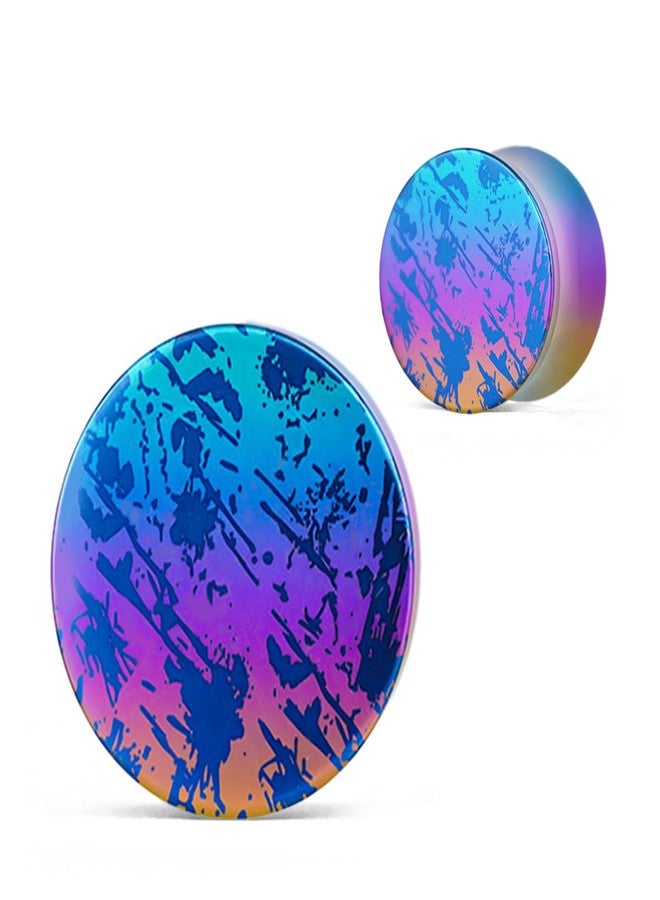 COOEAR Titanium Earrings Piercing Plugs, 1 Pair Ear Gauges Stretchered Expander, Cool Color Double Flared Body Jewelry 0g. - Image 1