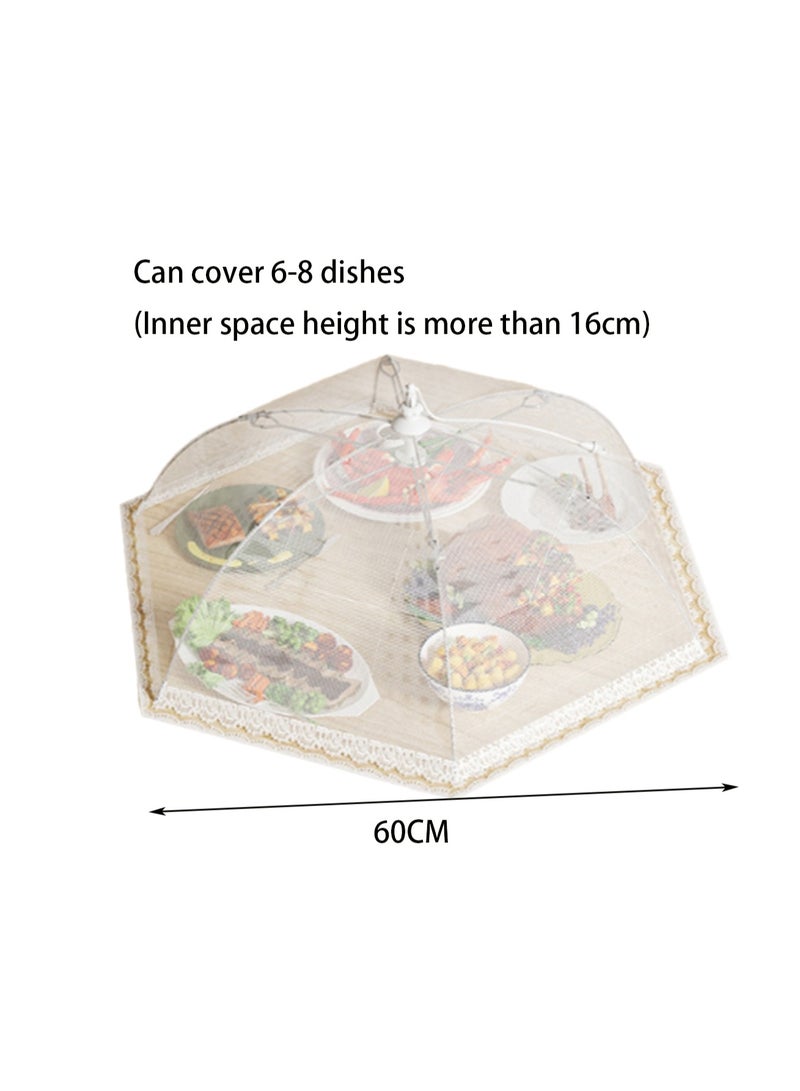 60cm Round White Food Cover, Mesh Screen Food Cover Tent Umbrella, Reusable And Foldable Outdoor Picnic Food Cover Net, Mesh Food Cover Prevents Flies, Bugs, Mosquitoes - Image 2