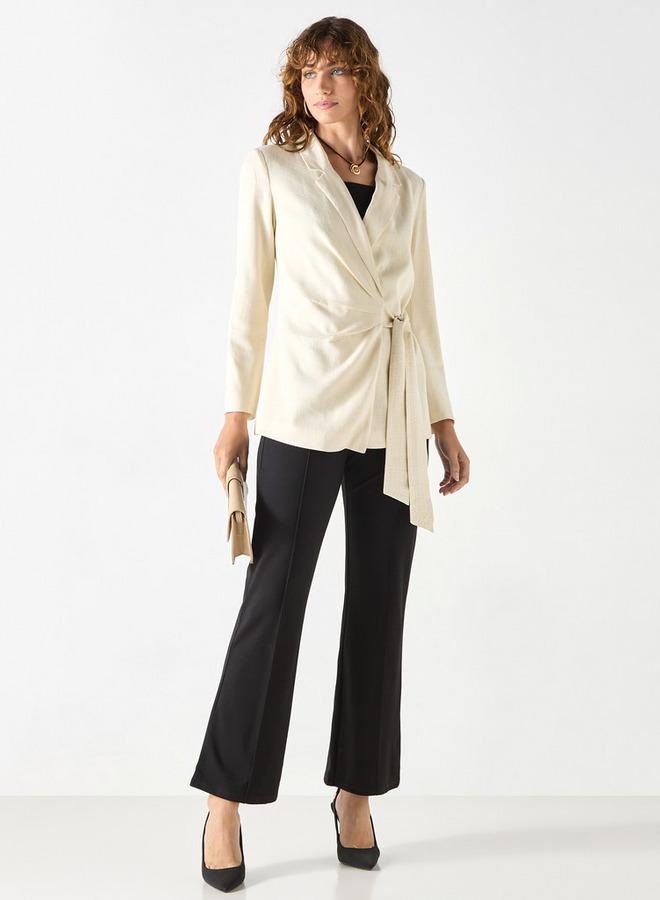 ايكونيك جاكيت ملفوف بارز الملمس بياقة طويلة وحزام ربط من آيكونيك - Image 2