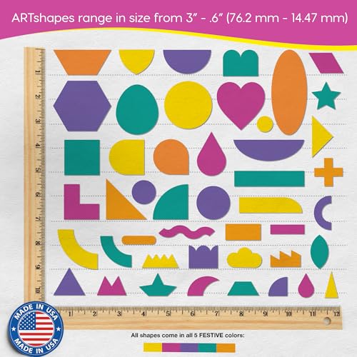 FreshCut Crafts ARTshapes 840 pc Creative Paper Shapes Pack with 70+ Idea Guide - US Made Card Stock - Punch Out Funky DIY Craft Supplies for Whimsical Art Designs, Paper Crafts, and Pattern Play 5 Festive Colors - Image 3