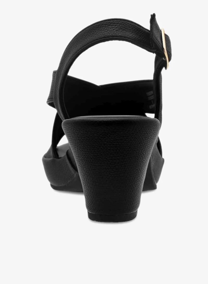 Le Confort BLACK Women Cross Strap Block Heel Sandals for Women | Best Price UAE