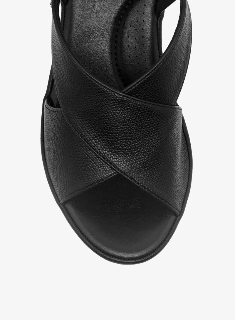 Le Confort BLACK Women Cross Strap Block Heel Sandals for Women | Best Price UAE