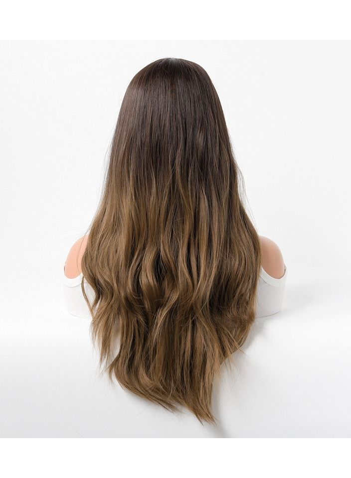 Estelle Wig Female Long Curly Hair Big Wave Medium Long Full Headgear Golden Mix Light Chocolate Brown - Image 4