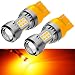PHINLION 7443 7444 T20 LED Turn Signal Light Bulbs Amber Yellow Pack of 2 - Image 2