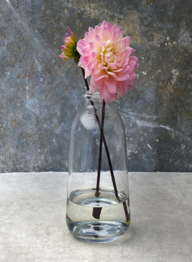 Elements Glass Milk Bottle Vase, for Use with Dried or Faux Flowers and Greenery, 6.7x6.7x9.4 Inch, Clear - Image 5