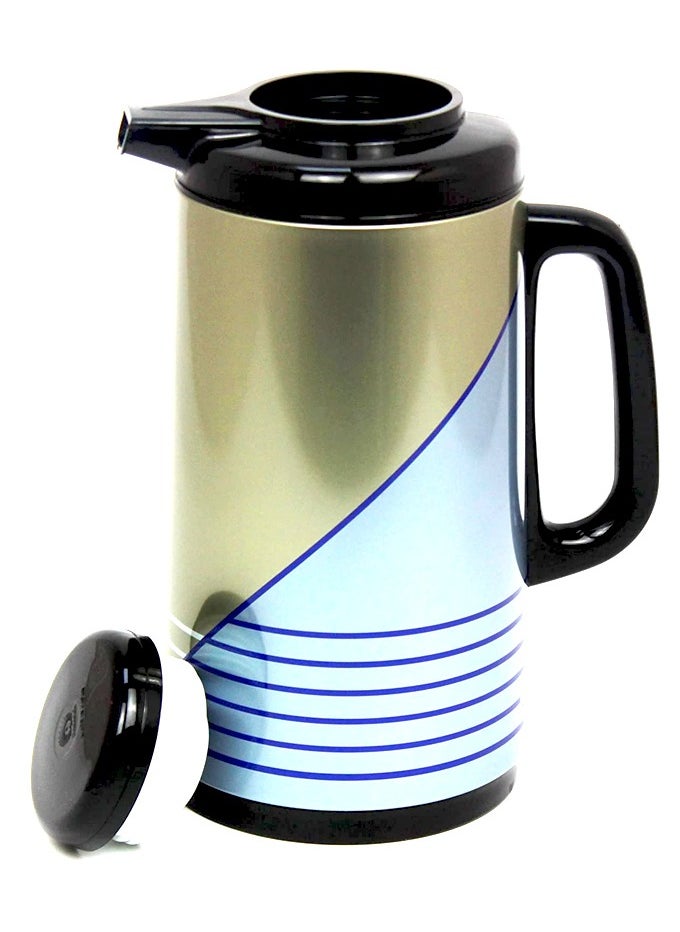 Peacock - Vacuum Flask Tea Coffee Glass Liner Thermos Japan Made 138 Blue 1.3Ltr - Image 1