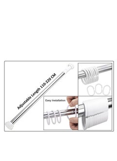 Lavish Adjustable No Drill Tension Rod Curtain Shower Rod With 12 Hooks Size- 110-220 CM  - Image 1