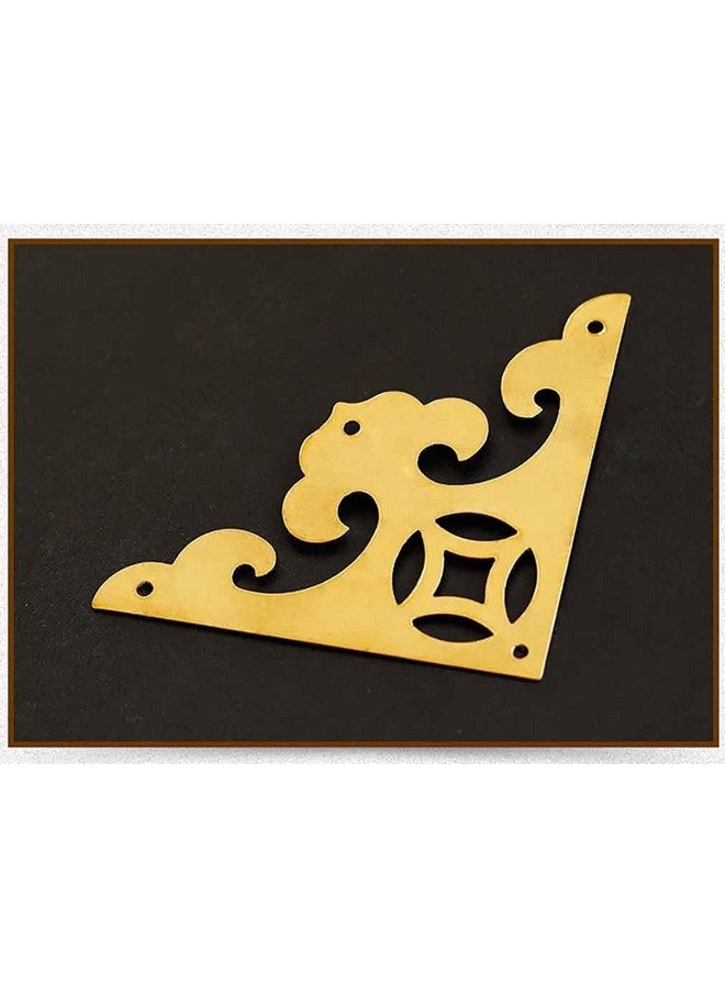 Tiazza 4Pcs Vintage Brass Antique Decorative Box Corner Protector Triangle with Screws,Wooden Jewelry Gift Box Cabinet Chest Accessories Guard Edge Cover Flat Corner Braces(Gold) - Image 2