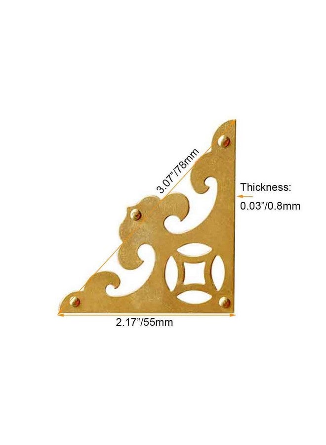 Tiazza 4Pcs Vintage Brass Antique Decorative Box Corner Protector Triangle with Screws,Wooden Jewelry Gift Box Cabinet Chest Accessories Guard Edge Cover Flat Corner Braces(Gold) - Image 3