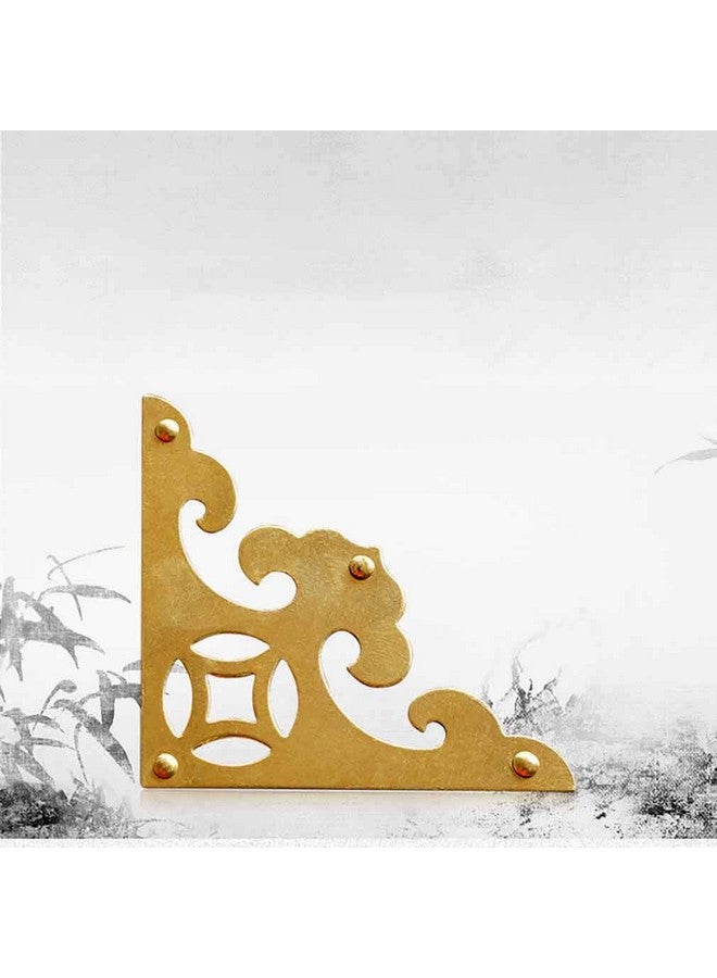 Tiazza 4Pcs Vintage Brass Antique Decorative Box Corner Protector Triangle with Screws,Wooden Jewelry Gift Box Cabinet Chest Accessories Guard Edge Cover Flat Corner Braces(Gold) - Image 5