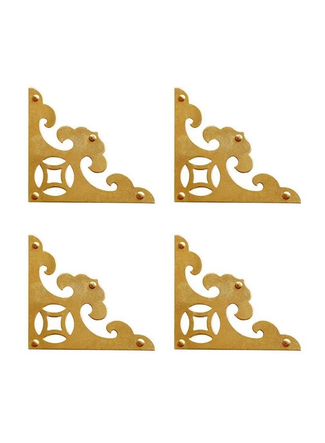 Tiazza 4Pcs Vintage Brass Antique Decorative Box Corner Protector Triangle with Screws,Wooden Jewelry Gift Box Cabinet Chest Accessories Guard Edge Cover Flat Corner Braces(Gold) - Image 1