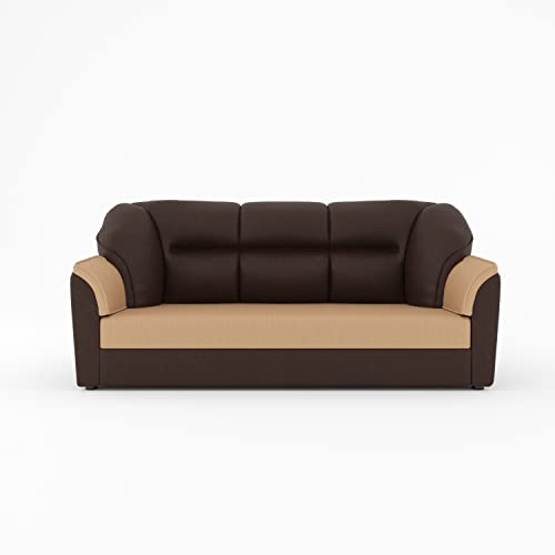 WESTIDO Cyrus Leatherette 3-Person Sofa (Finish Color - Creame Brown, Diy(Do-It-Yourself))|1 Year Warranty - Image 2