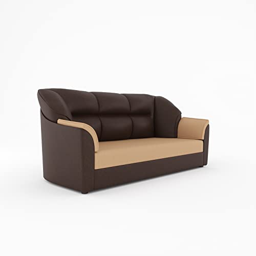 WESTIDO Cyrus Leatherette 3-Person Sofa (Finish Color - Creame Brown, Diy(Do-It-Yourself))|1 Year Warranty - Image 5