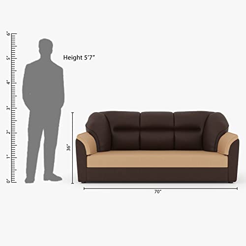 WESTIDO Cyrus Leatherette 3-Person Sofa (Finish Color - Creame Brown, Diy(Do-It-Yourself))|1 Year Warranty - Image 3