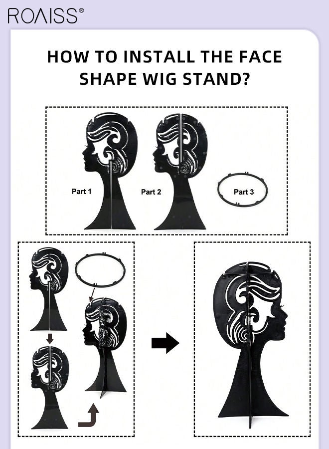 roaiss 2 Pieces Wig Stand Hairstyle Display Stand, Plastic Portable Travel Wig Stand with Removable Wig Head for Storing Wigs, Wig Caps and Hair Accessories at Home and Hair Salon - Image 3