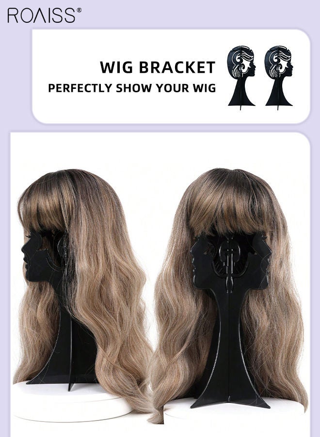 roaiss 2 Pieces Wig Stand Hairstyle Display Stand, Plastic Portable Travel Wig Stand with Removable Wig Head for Storing Wigs, Wig Caps and Hair Accessories at Home and Hair Salon - Image 2
