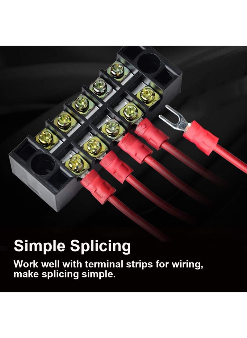 MILAPEAK 100pcs Insulated Fork Spade Wire Connectors, U Type Electrical Crimp Terminals for 22-16AWG Cable by MILAPEAK (Red)  - Image 4